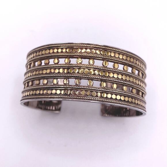 Anna Beck Sterling Silver Open Cuff with Gold Vermeil Dots - Picture 1 of 6